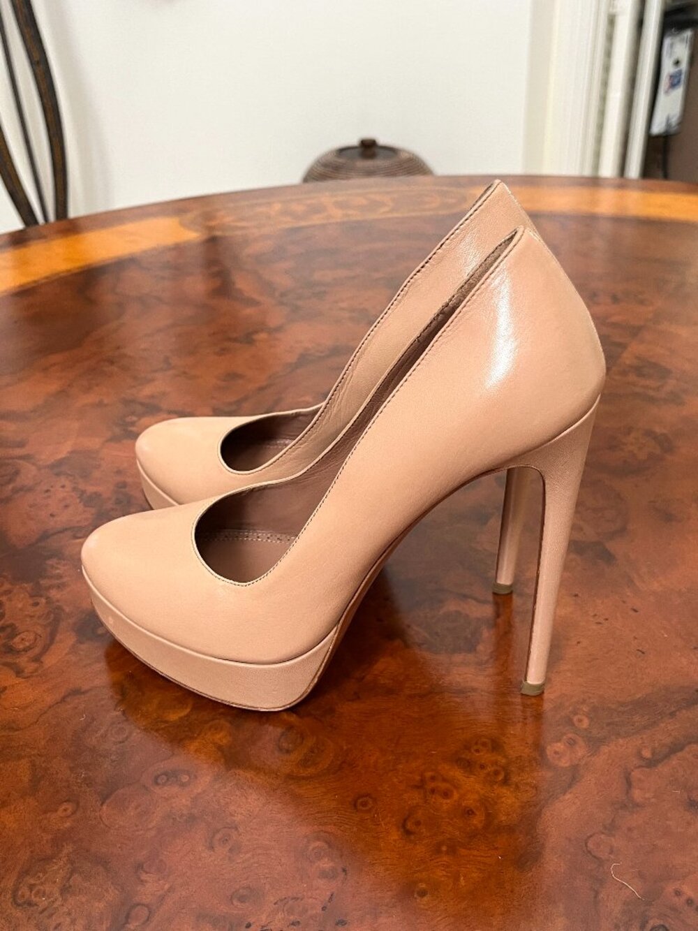 Alaia Leather Camel Beige Platform Heels Pumps Size 38